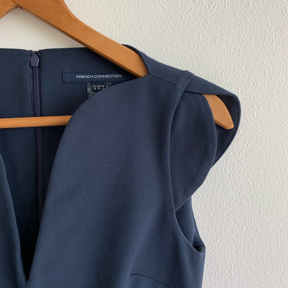 French Connection tulip sleeve sheath navy dress